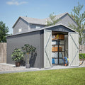 8x12 FT Outdoor Metal Storage Shed with Heavy-Duty Aluminum Frame, Lockable Double Doors, Weather-Resistant Roof and Vents, Large Garden Tool Shed for Backyard, Patio and Lawn – Grey