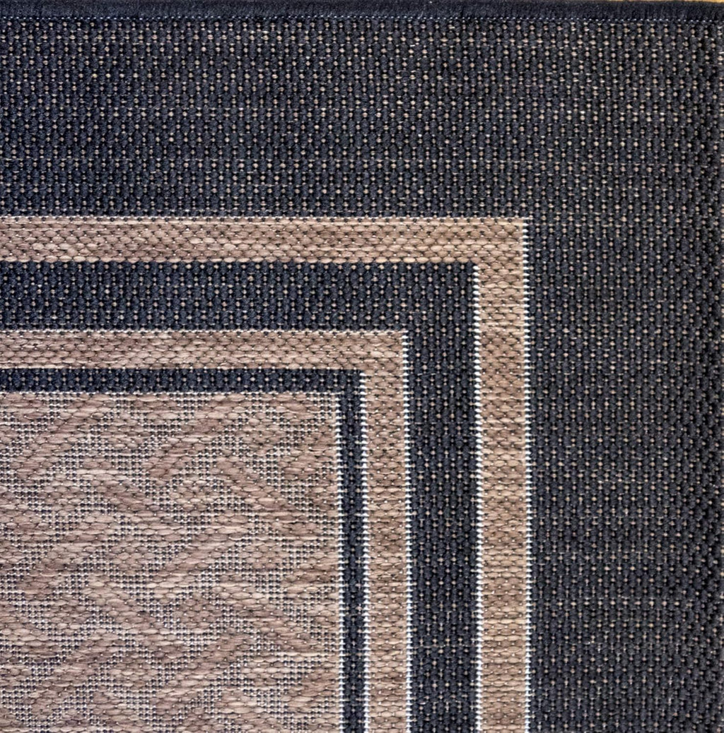 Gertmenian Indoor Outdoor Classic Flatweave Area Rug, Stain & UV Resistant Carpet, Deck, Patio, Poolside & Mudroom, 8x10 Ft Large, Border, Black Tan, 21515