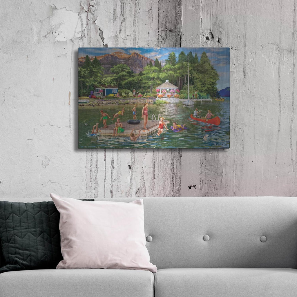'Gazebo Lake' by Bigelow Illustrations Metal Wall Art, 36' x 24'