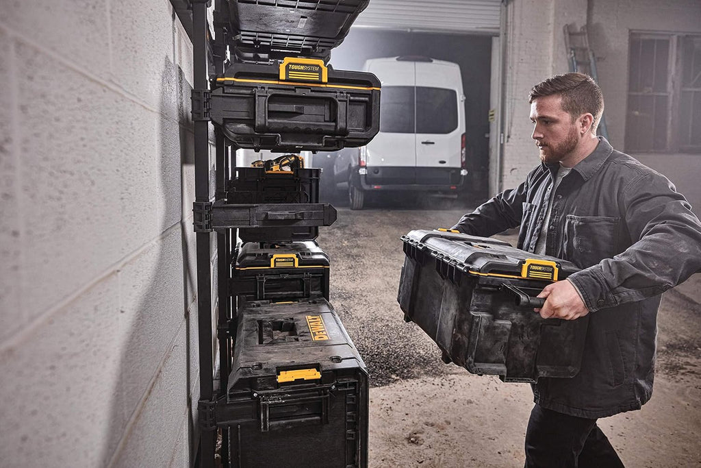 Durable DS300 toolbox with IP65 seal, 50kg load, auto-latching, removable tray, and tracker-ready design—ideal for secure, stackable jobsite tool storage.