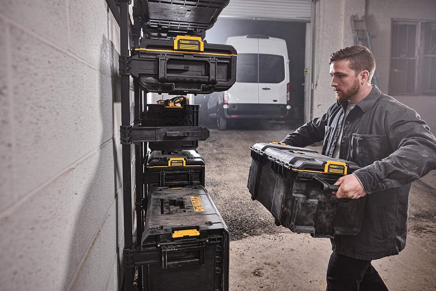 Durable DS300 toolbox with IP65 seal, 50kg load, auto-latching, removable tray, and tracker-ready design—ideal for secure, stackable jobsite tool storage.