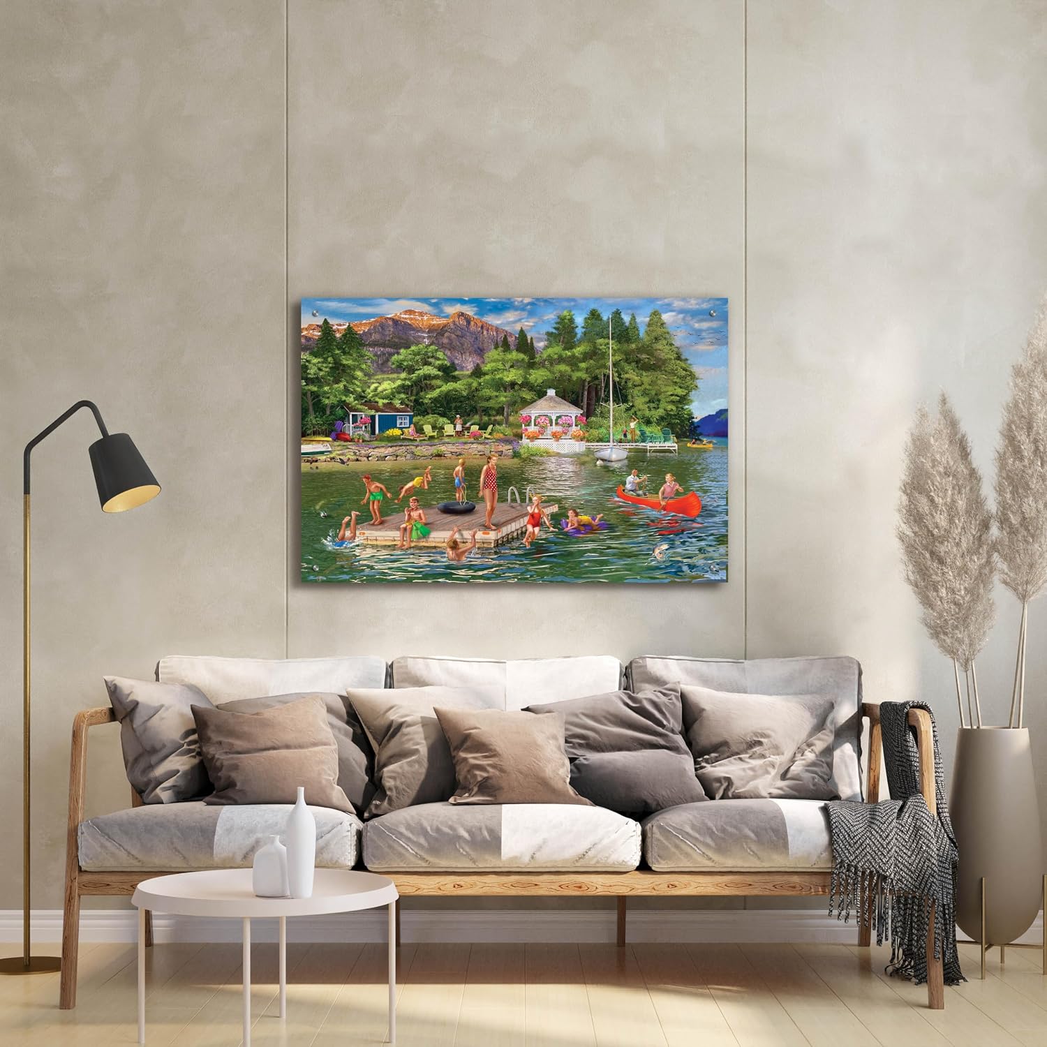 Epic Art 'Gazebo Lake' by Bigelow Illustrations Acrylic Glass Wall Art, 36' x 24'