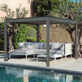 Domi Outdoor Pergola 10' x 10' Aluminum Louvered Pergola with Adjustable Roof, Aluminum Frame, Efficient Drainage System for Patio, Deck, Garden, Yard, Gray