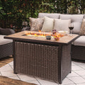 Nuu Garden Propane Fire Pit Table, CSA Certified 43 Inch 50,000 BTU Outdoor Gas Fire Pit Table with Ceramic Tabletop, 7 lbs Glass Stone and Oxford Cover, Dark Brown and Coffee