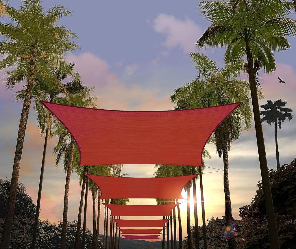 Amgo Custom Size 12' x 16' Red Rectangle Square Sun Shade Sail UPF50+ AGTAPR1620, Order to Make Canopy Awning, 95% UV Blockage, Water & Air Permeable, Commercial and Residential (We Customize)