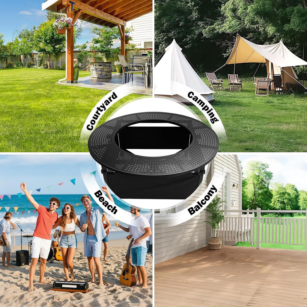 47.8 Inch Fire Pit Surround Tabletop for Solo Stove Bonfire Ranger Yukon 2.0, Powder-Coated Steel Table Top with 30.2 Inch Inner Diameter,Outdoor Fire Pit Accessory for Wood Burning