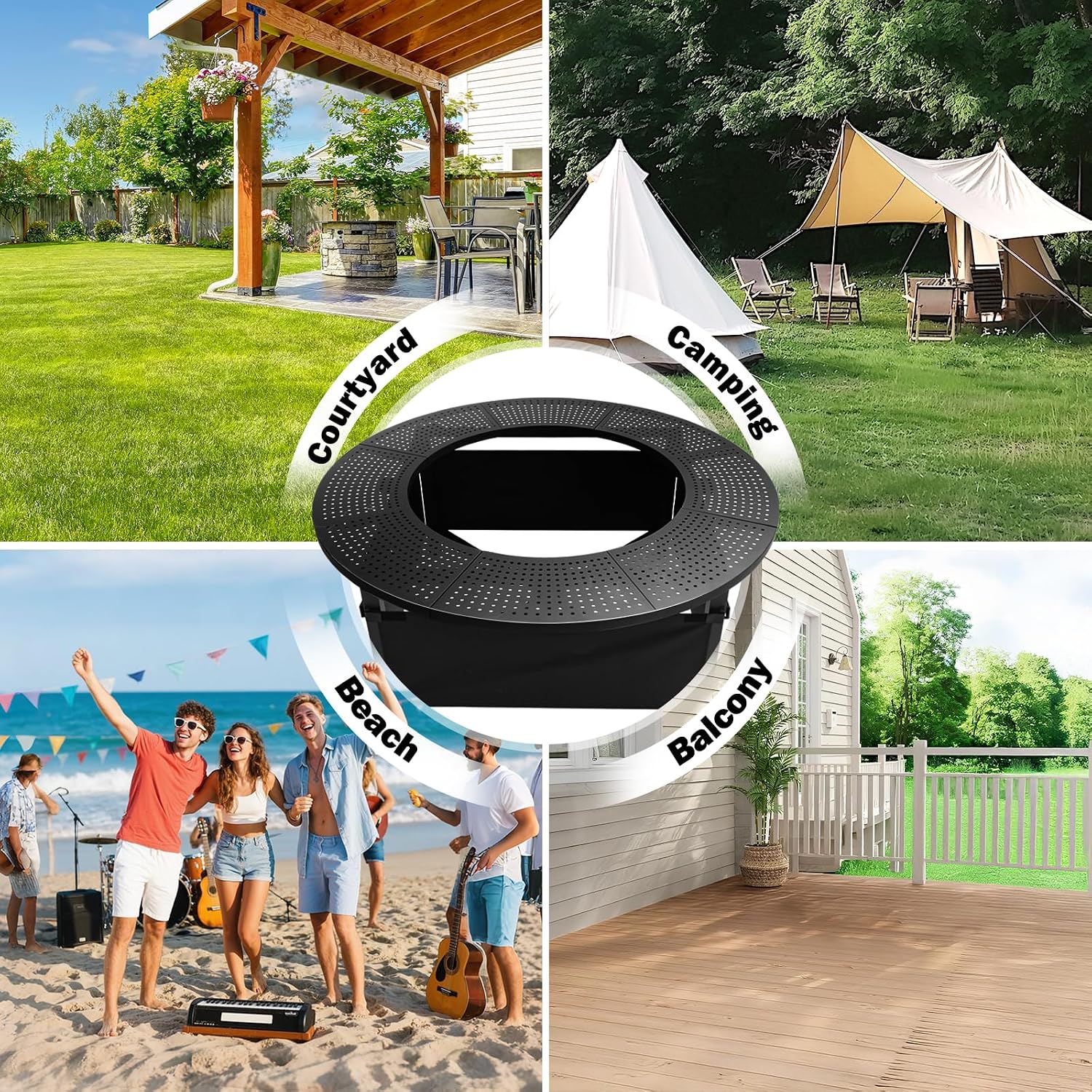 47.8 Inch Fire Pit Surround Tabletop for Solo Stove Bonfire Ranger Yukon 2.0, Powder-Coated Steel Table Top with 30.2 Inch Inner Diameter,Outdoor Fire Pit Accessory for Wood Burning