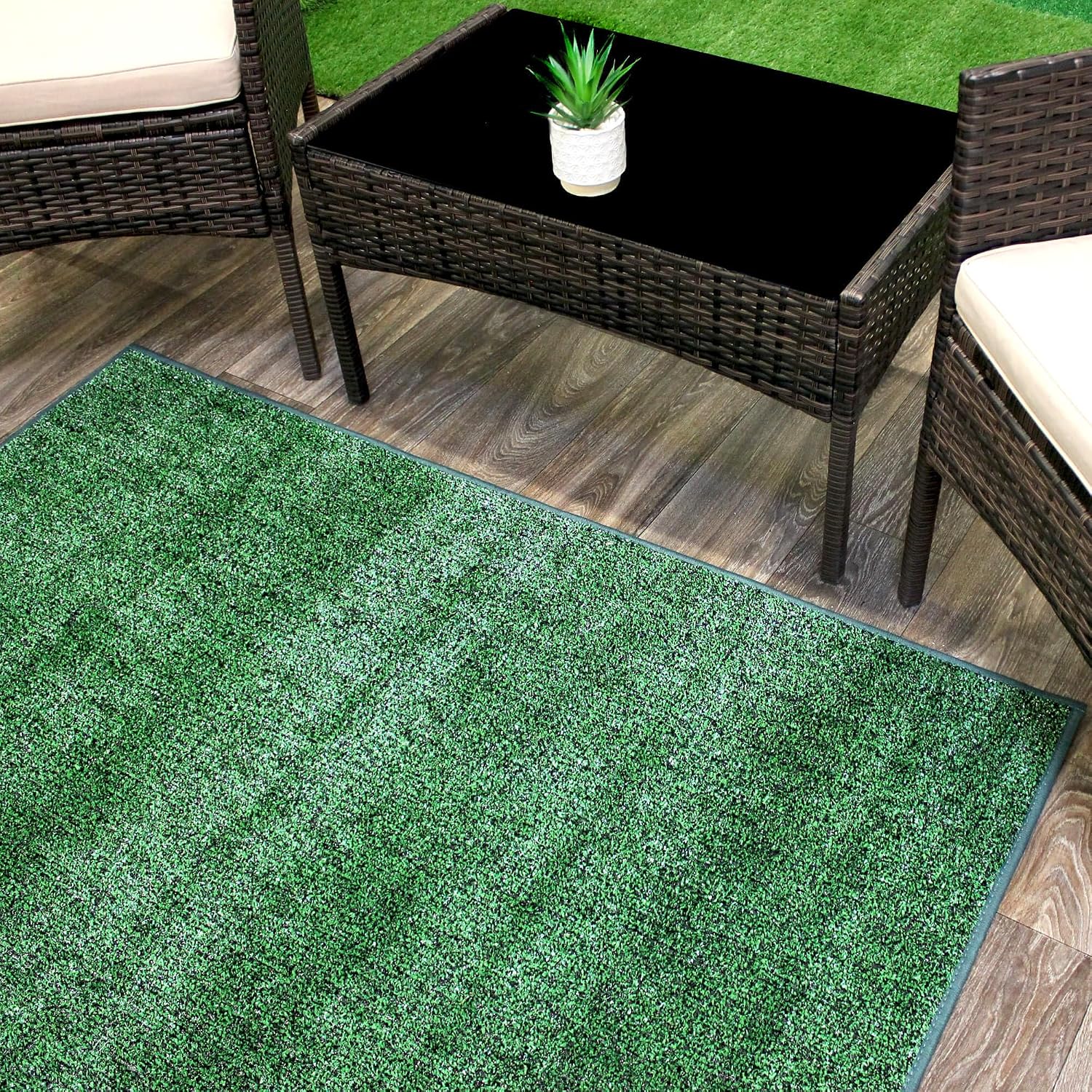 KOECKRITZ Outdoor Turf Rug – Weather-Resistant Artificial Grass Carpet for Patio, Deck, Porch, Gazebo, Boat & Pool – Lightweight, Fade-Resistant - 12' x 12' Holly Leaf