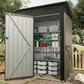 Garvee Metal Tool Shed with Single Door - Slanted Roof, Small Size, 5x3FT, Garden Storage, Outdoor Iron Tool Storage