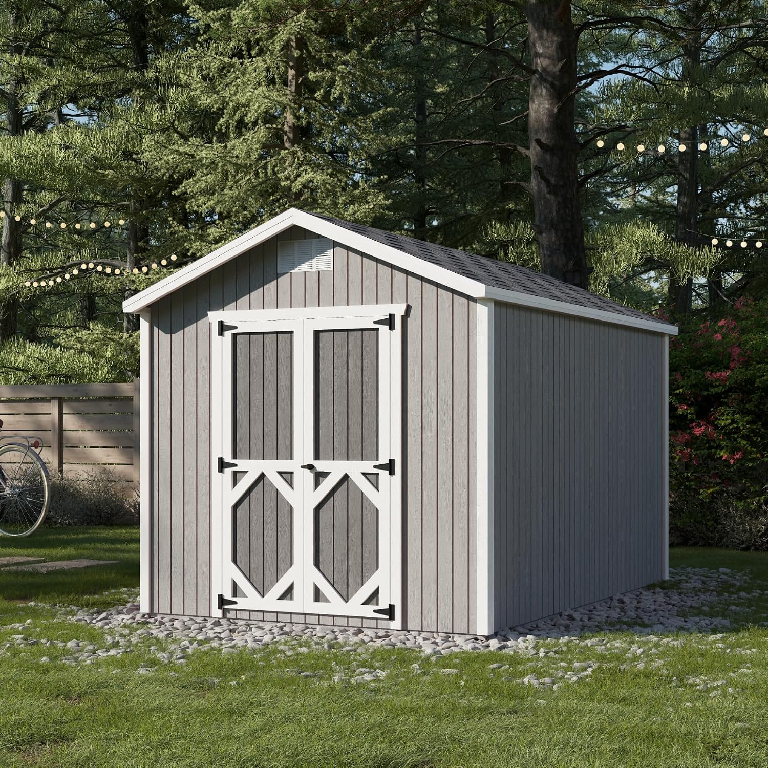 Little Cottage Co. 8x12 Classic Gable Shed with Floor, Outdoor Wood Storage Do-It-Yourself Precut Kit