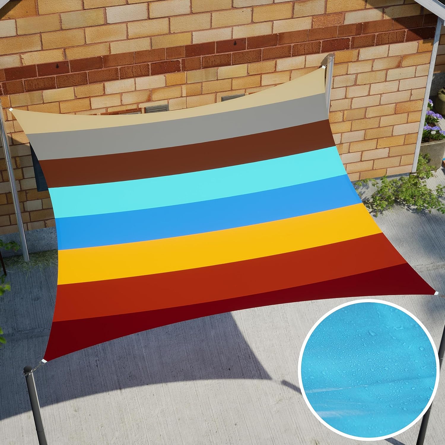 Royal Shade 10' x 12' Beige Rectangle Waterproof Sun Shade Sail Order to Make Canopy Awning, UPF50+ 95% UV Blockage Water Resistant, Outdoor Backyard Patio Garden Carport (We Customize)