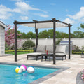 PURPLE LEAF 10' x 10' Aluminum Outdoor Pergola Wind-Resistant Retractable Pergola with Double Sun Shade Canopy Heavy-Duty Metal Pergola for Patios Backyard Deck Garden, White