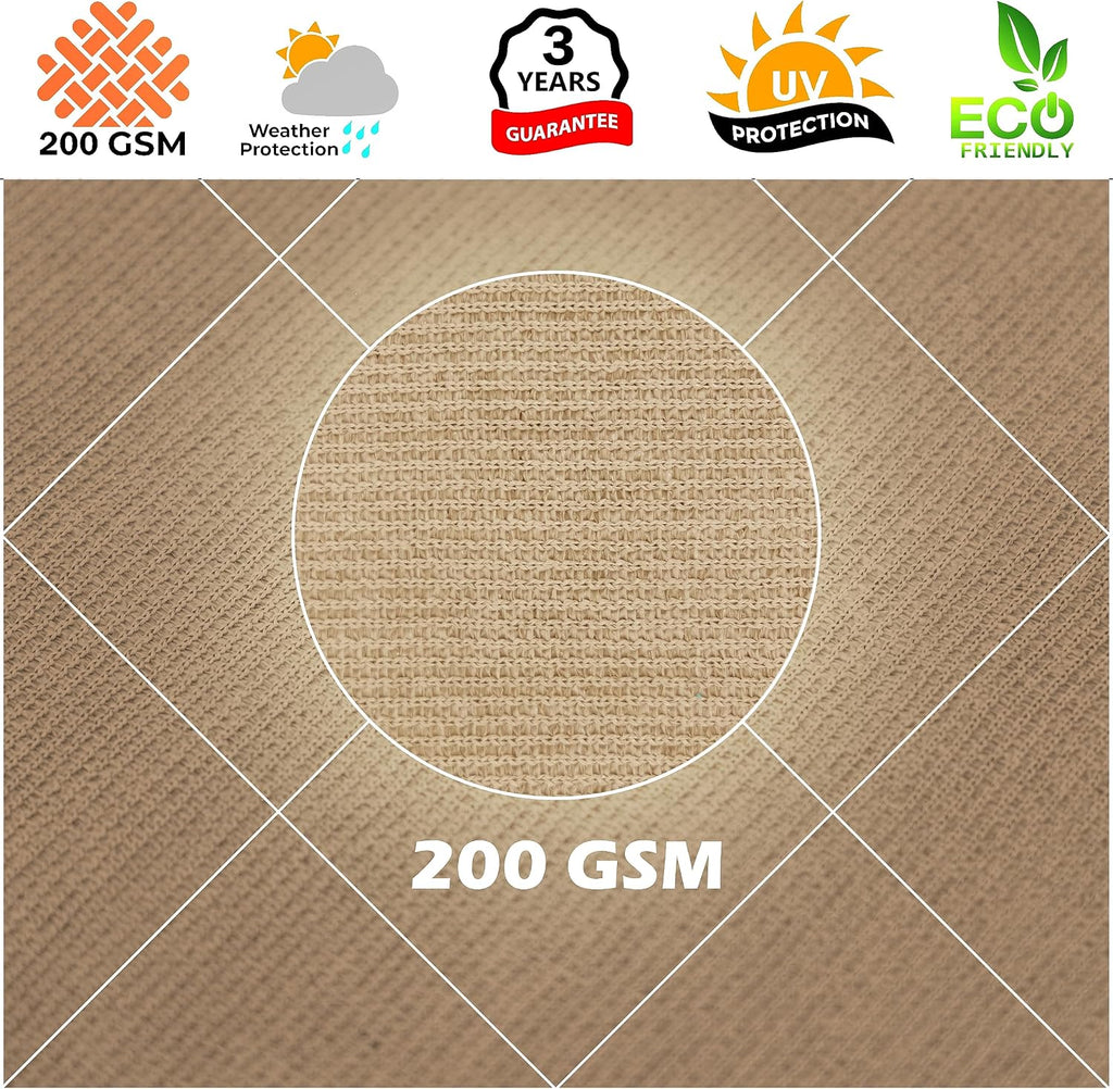 Royal Shade 12' x 16' Sand Beige Rectangle Square Sun Shade Sail Order to Make RTAPR0816 Canopy, UPF50+ 95% UV Blockage, 200GSM Commercial Standard Heavy Duty, 3 Years Warranty (We Make Custom Size)
