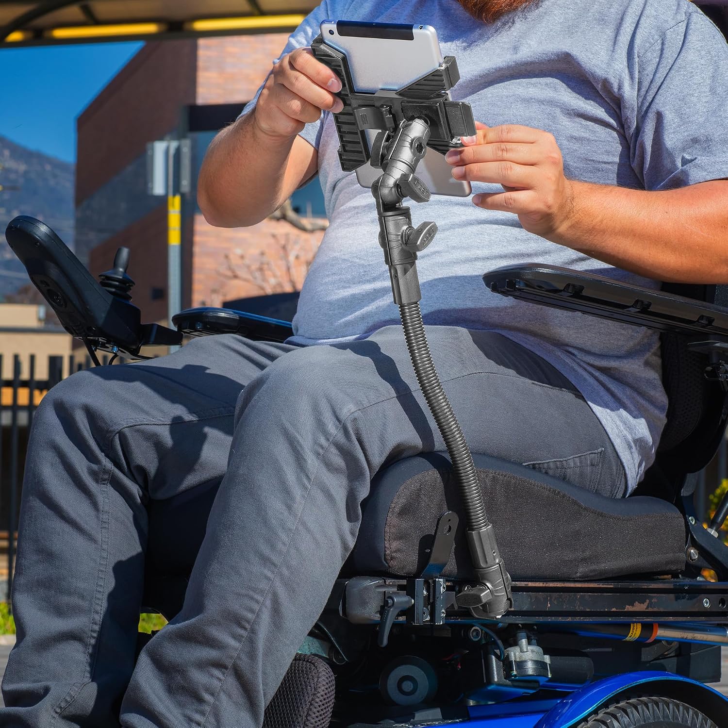 iBOLT TabDock AccessiBOLT Seat Track- for 7 to 10 inch Screen Tablets- Great for Wheelchairs, Rehab Chairs, and Mobility Devices with a Track System