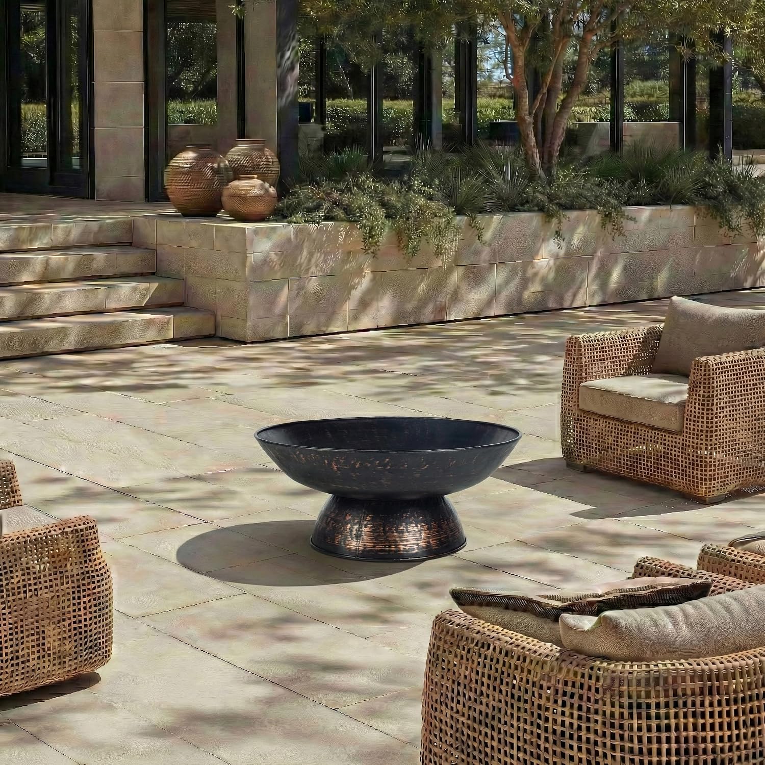 Safavieh Outdoor Collection Grenada Fire Pit, Black