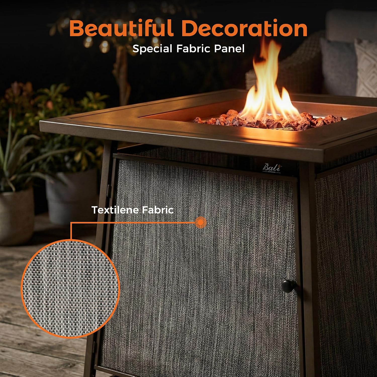 BALI OUTDOORS 50,000 BTU Propane Fire Pit Outdoor, 28 inch Propane Fire Pit Table Square, Gas Firepits for Outside Patio, Garden, Backyard