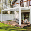 Domi Louvered Pergola 10X13FT with Adjustable Louvered Roof and Drainage Gutter, Outdoor Aluminum Pergola Gazebo for Patio, Backyard, Deck, White