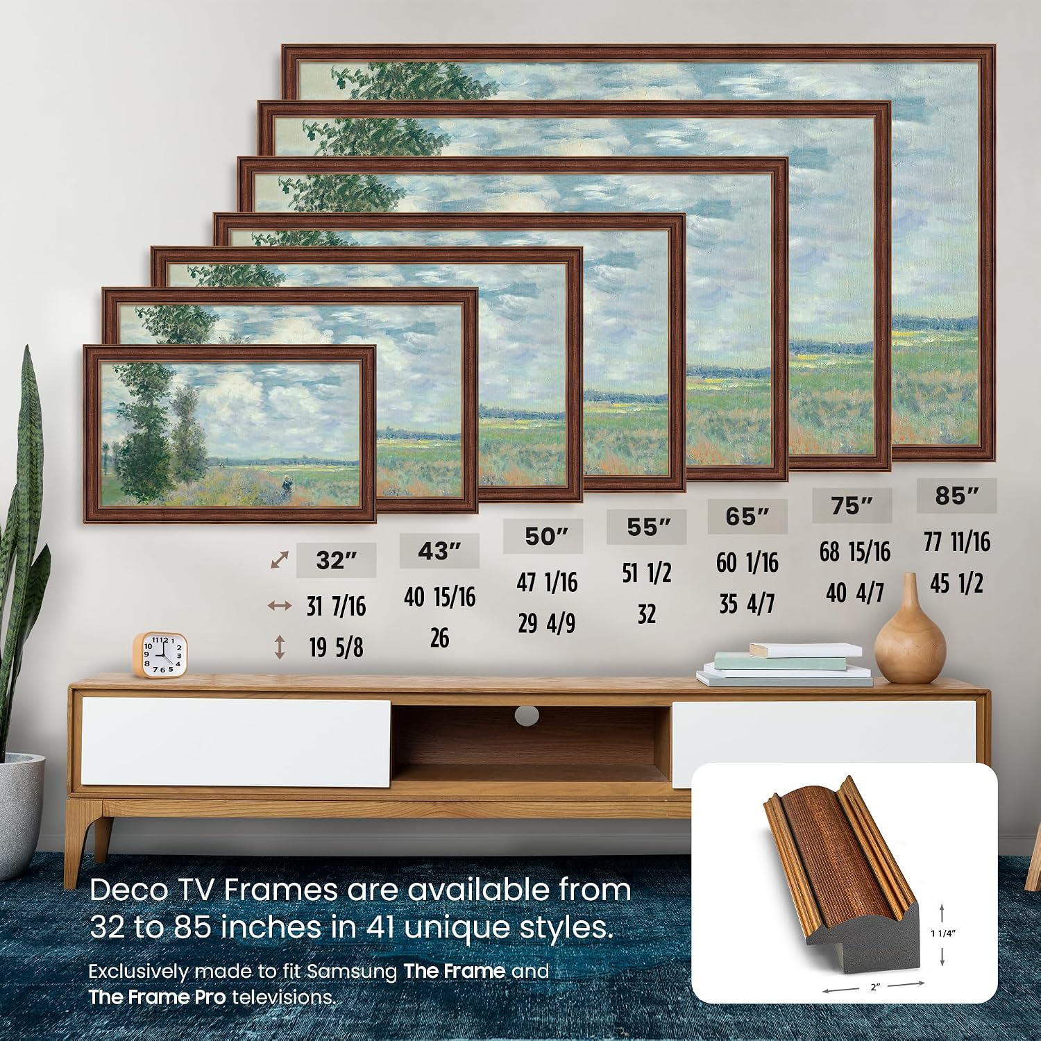Industrial Copper 32' Slim Deco TV Frame - Compatible ONLY with Samsung The Frame TVs (Fits 2021-2026, LS03A, LS03B, LS03C, LS03D, LS03FA)