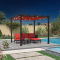 PURPLE LEAF 10' x 10' Retractable Pergola Outdoor Aluminum White Pergola with Sun Shade Canopy Patio Modern Bronze Shelter for Garden Yard Deck Grape, Terra