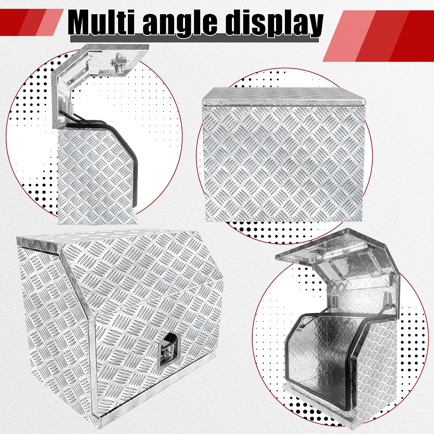 24.4'x15.7'x19.7' Aluminium Generator Tool Box Heavy Duty Generator Storage Box Trailer Tongue Toolbox with T-Handle Lock and Keys Suitable for Rvs Bumper Silver