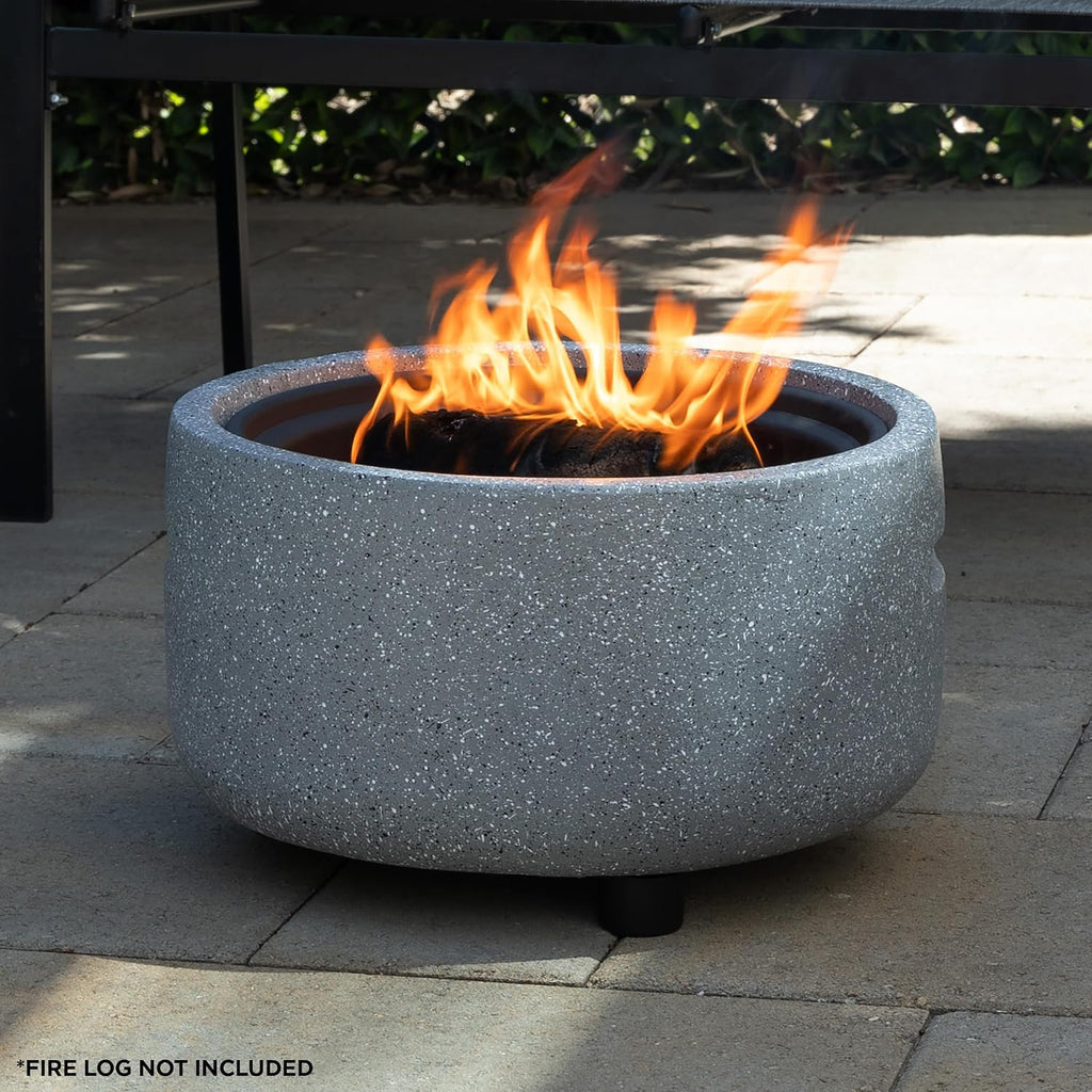 Alpine Corporation QFC334 Contemporary Gray Woodburning Firepit with Lid & Wood Poker, Decor for Patio & Deck, 16' H, Gray