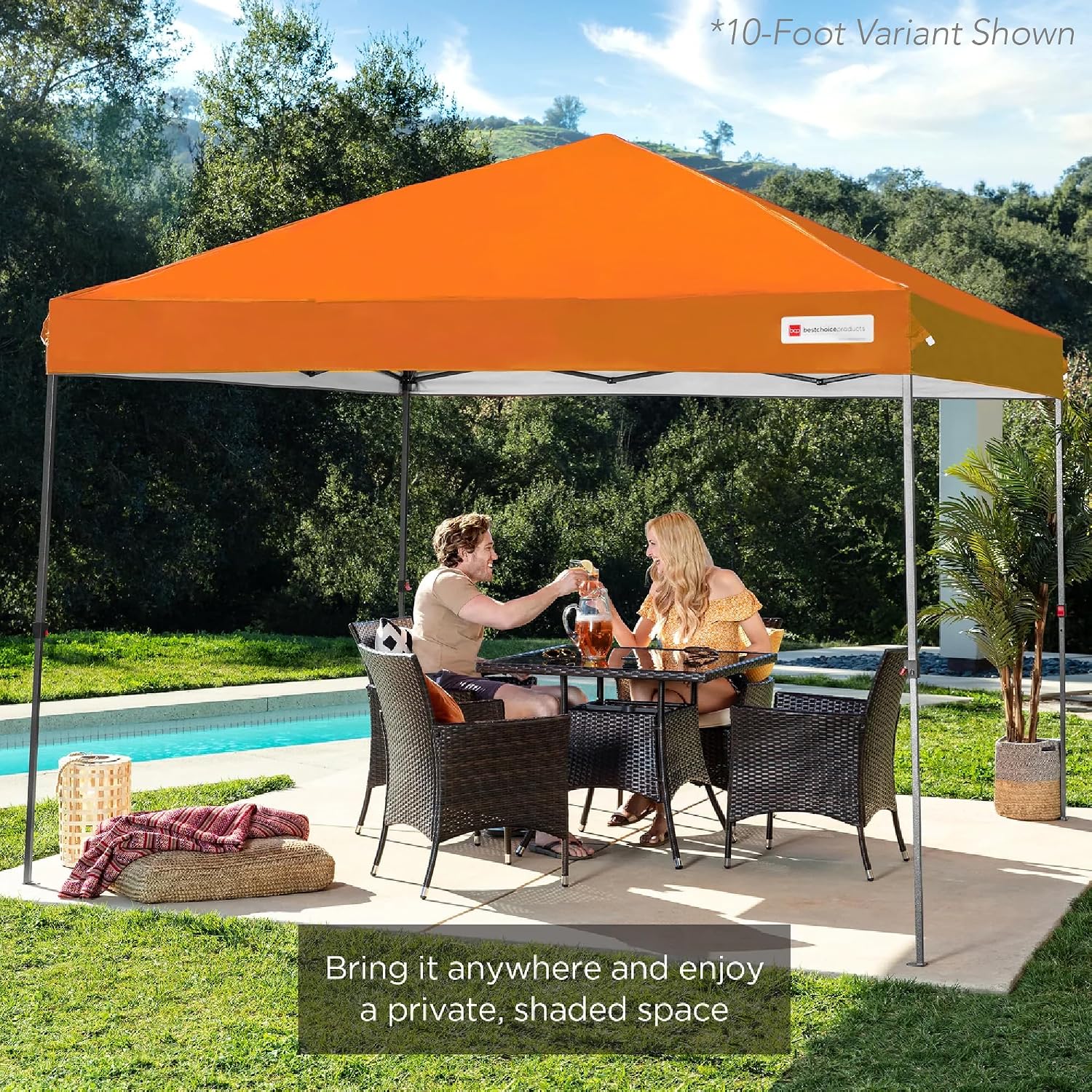 Best Choice Products 12x12ft Pop Up Canopy Tent, Outdoor Shade, 1 Person 1 Minute Set Up, Carry Case, 4 Weight Bags - Orange