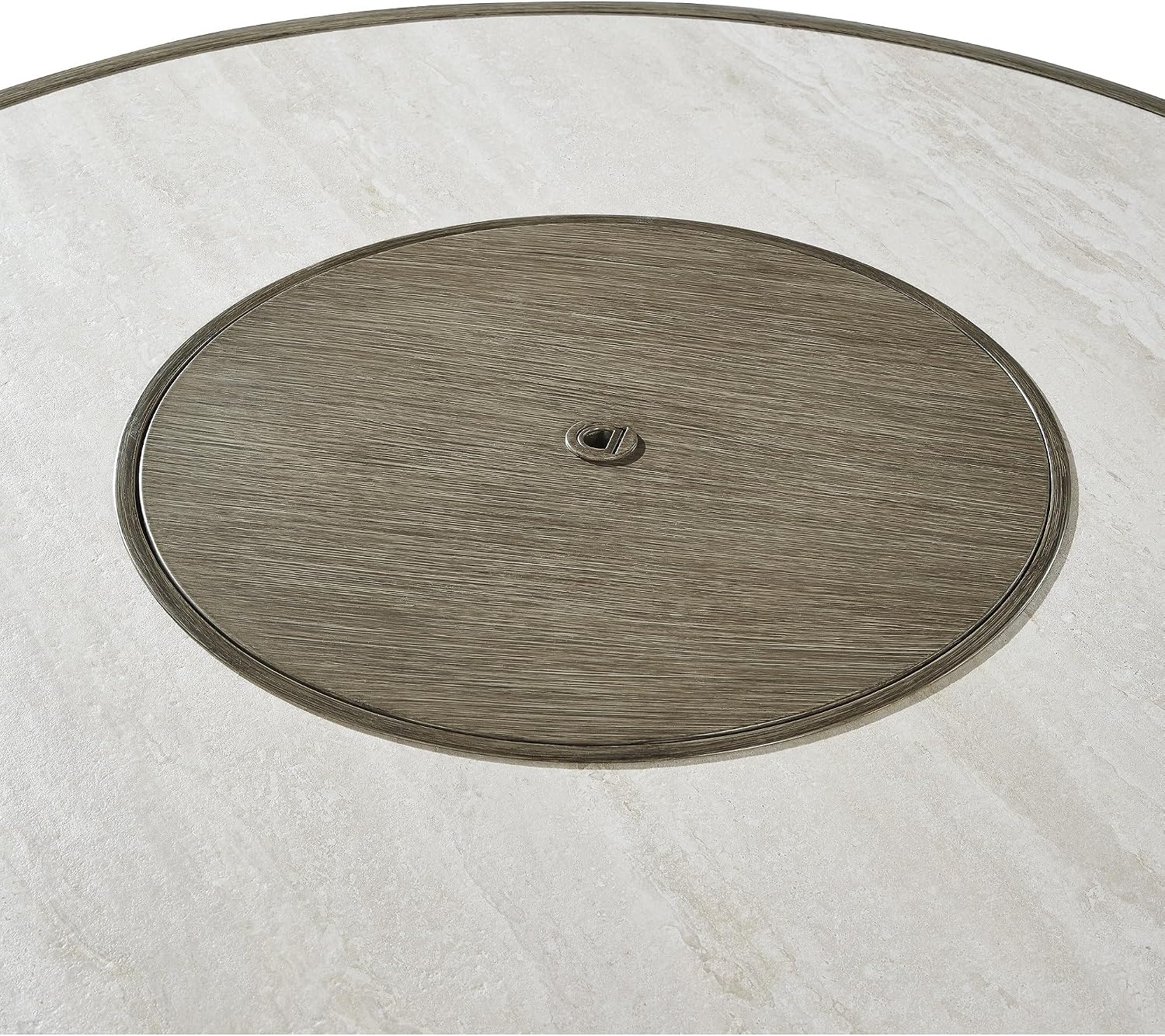 Signature Design by Ashley Rainier Ranch Contemporary Sintered Stone Tabletop Outdoor Fire Pit Table with Pedestal Base, Light Brown & Beige