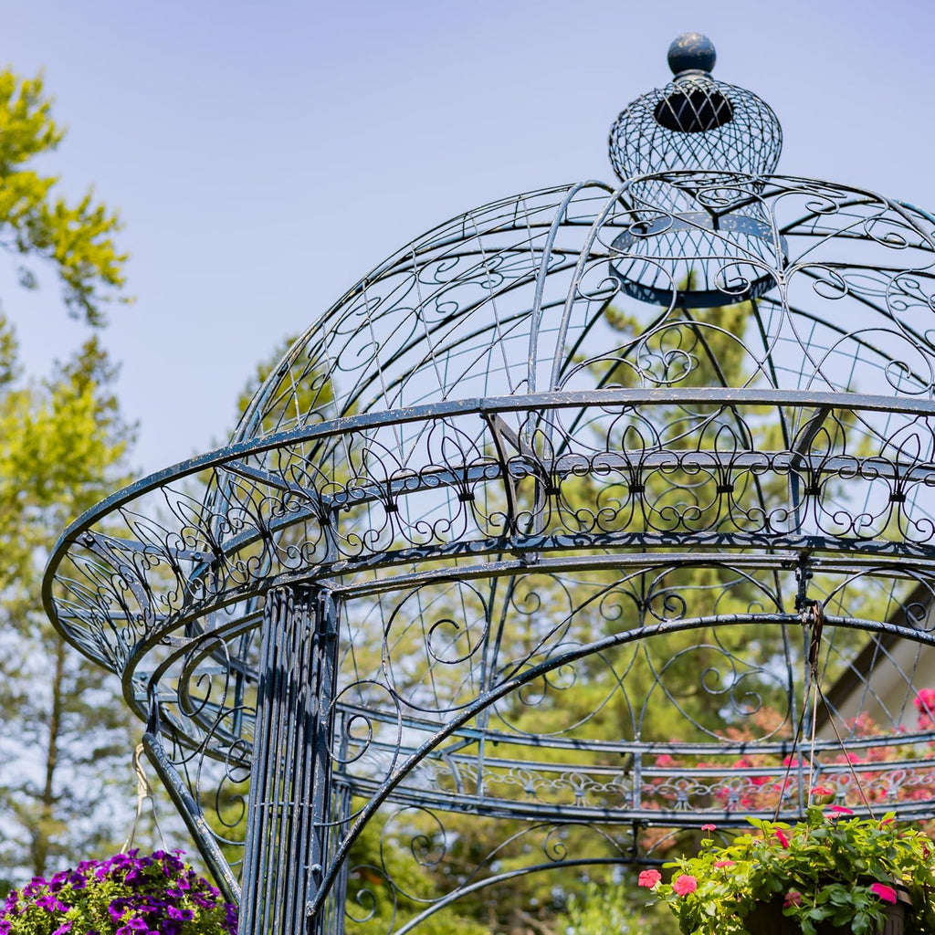 13ft. Tall Round Metal Garden Gazebo in Antique Finish (Antique Blue)