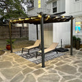 PURPLE LEAF 10' x 13' Aluminum Outdoor Pergola Retractable Pergola with Double Sun Shade Canopy Modern Grape Trellis Metal Pergola with Light for Patios Garden Deck Backyard, Gray