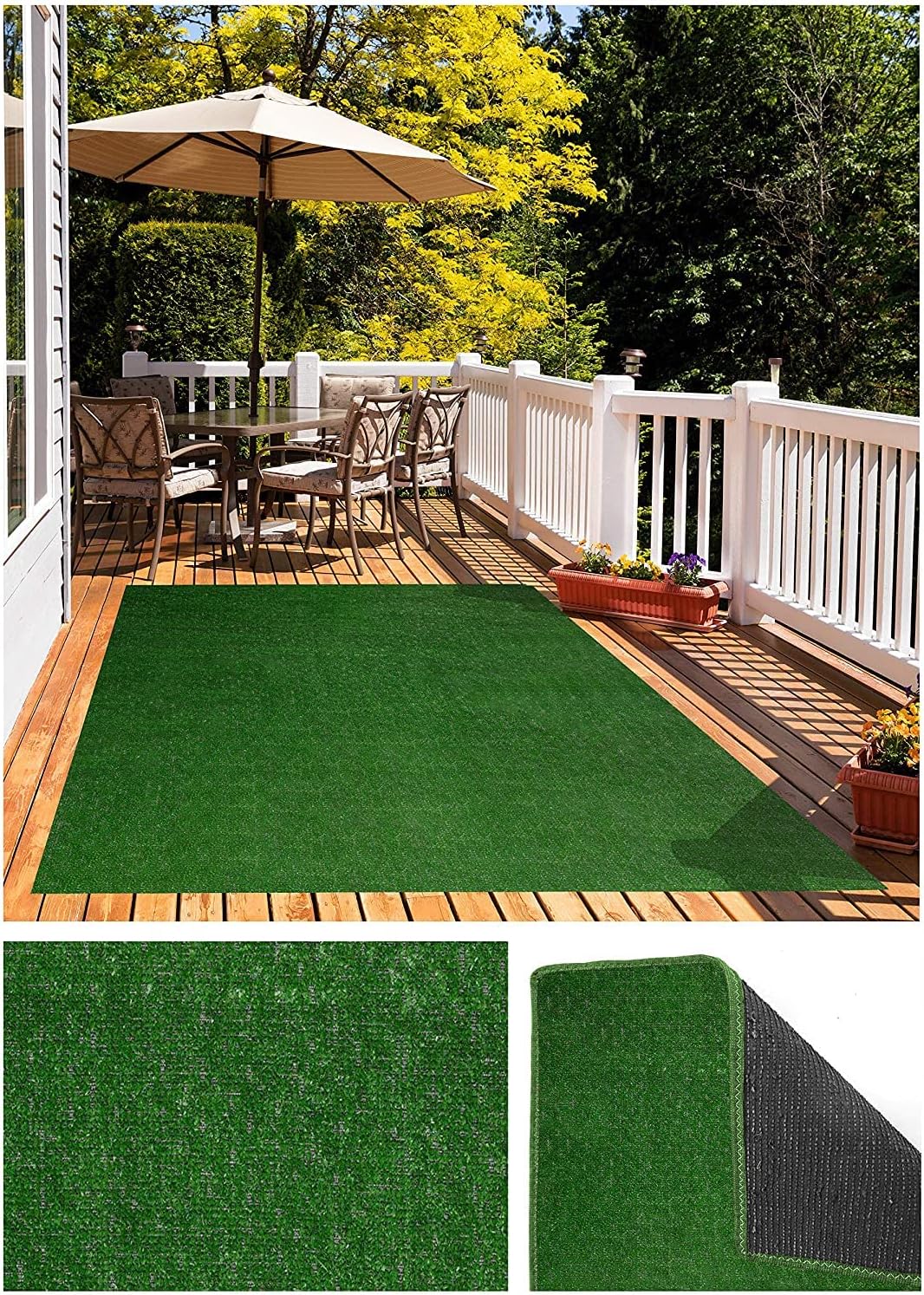 KOECKRITZ Outdoor Turf Rug – Weather-Resistant Artificial Grass Carpet for Patio, Deck, Porch, Gazebo, Boat & Pool – Lightweight, Fade-Resistant - 12 x 12