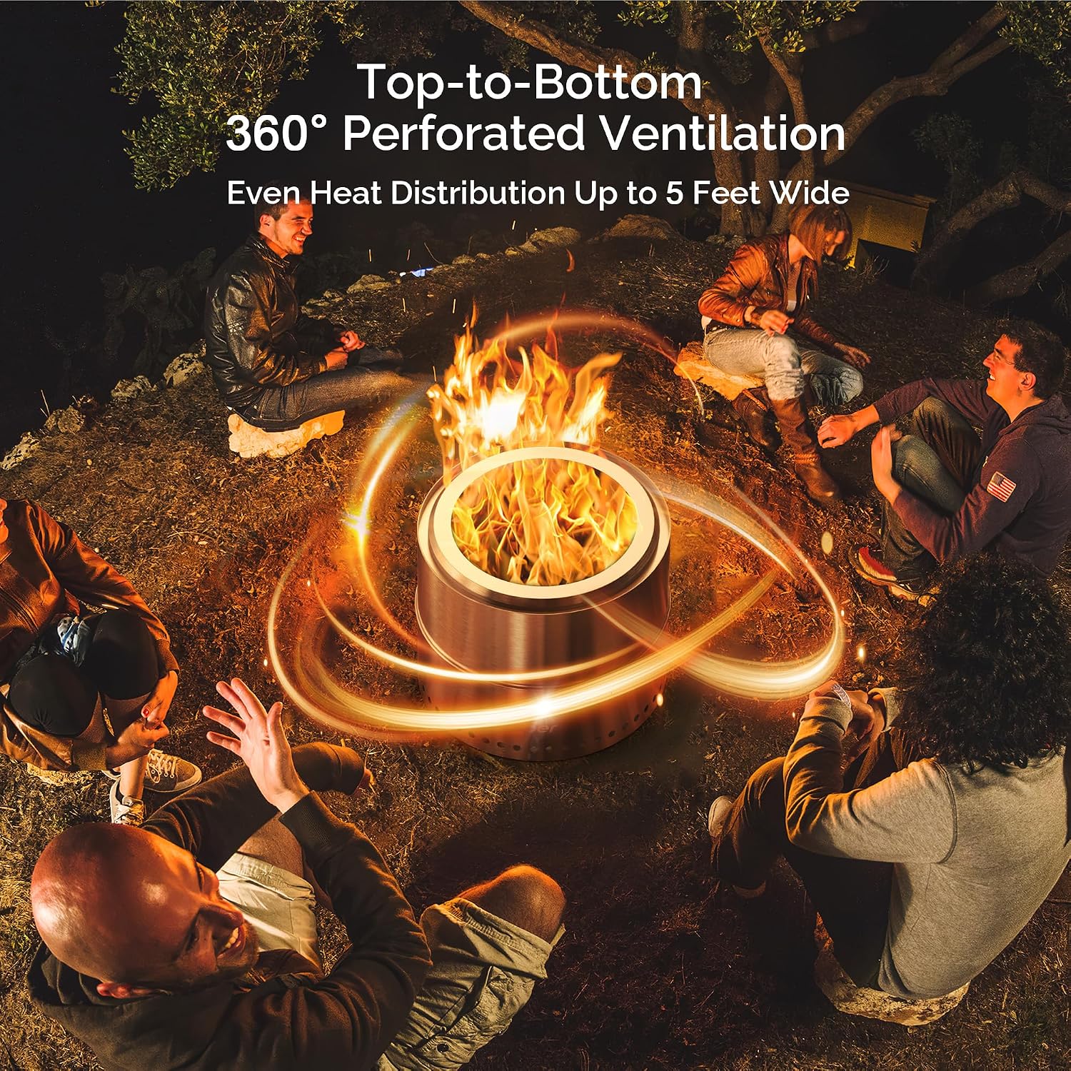 Sersper Fire Pit, 19'' Smokeless Firepit for Outdoor, Portable Wood Burning Bonfire with Removable Ash Pan, Outside Fireplace for Camping, Patio, Picnic, Backyard, Carry Bag and Iron Hook Included