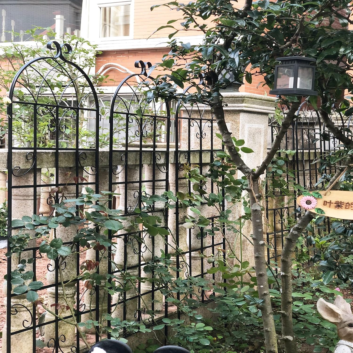 4 Pack 71'x80' Metal Garden Trellis with Galvanized Tube,Vines Plant Rose Vegetable Support,w/Pre-Cut and Pre-drilled Holes,Large Decorative Outdoor,for Backyard,Farm,Black