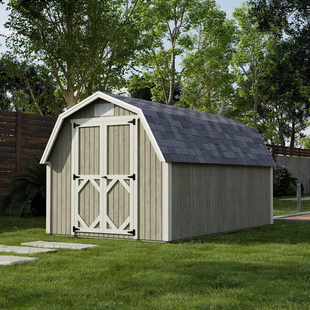 Little Cottage Co. 8x14 Classic Gambrel Barn with 4 ft. Sidewalls with Floor, Outdoor Wood Storage Shed Do-It-Yourself Precut Kit