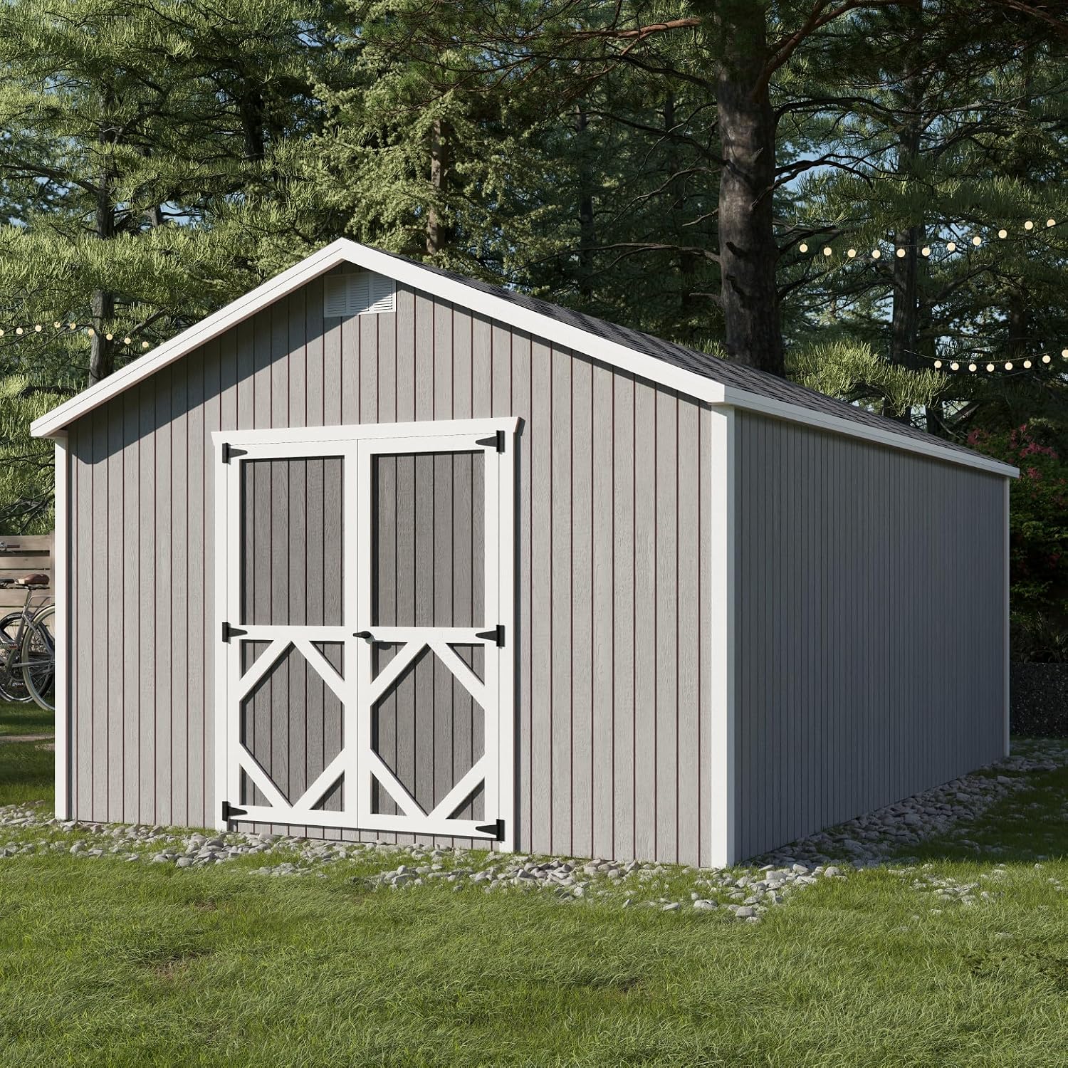 Little Cottage Co. 12x18 Classic Gable Shed with Floor, Outdoor Wood Storage Do-It-Yourself Precut Kit