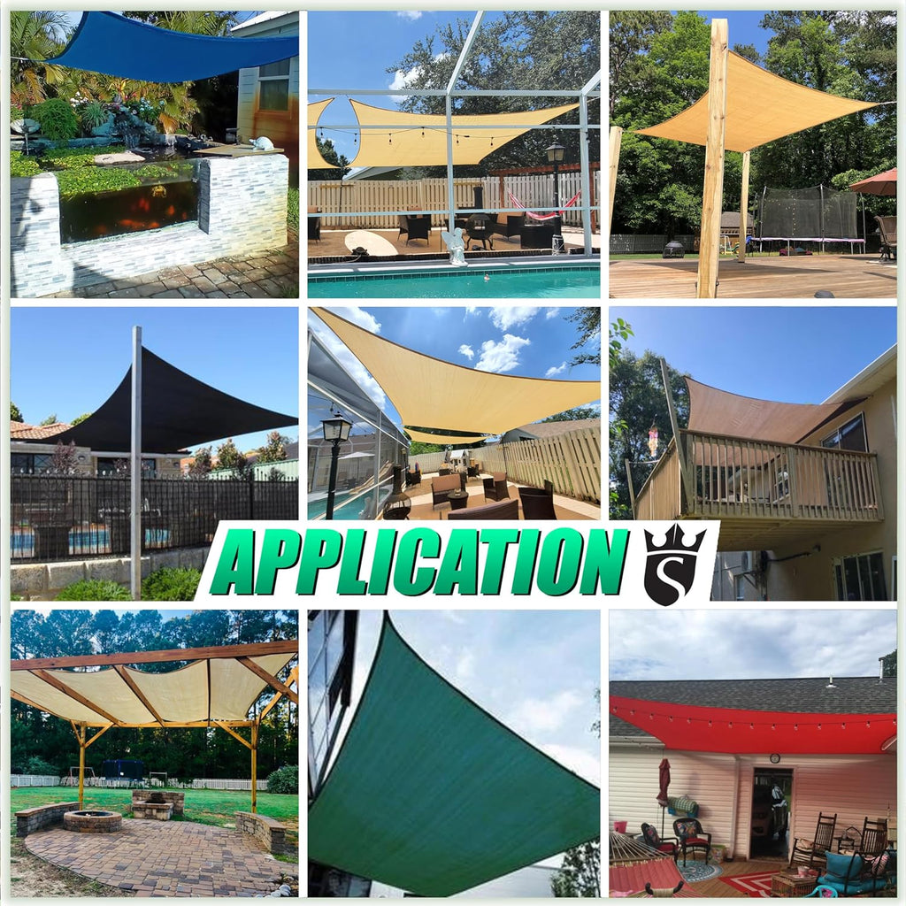 Royal Shade 12' x 16' Blue Rectangle Square Sun Shade Sail Order to Make RTAPS14 Canopy, UPF50+ 95% UV Blockage, 200GSM Commercial Standard Heavy Duty, 3 Years Warranty (We Make Custom Size)