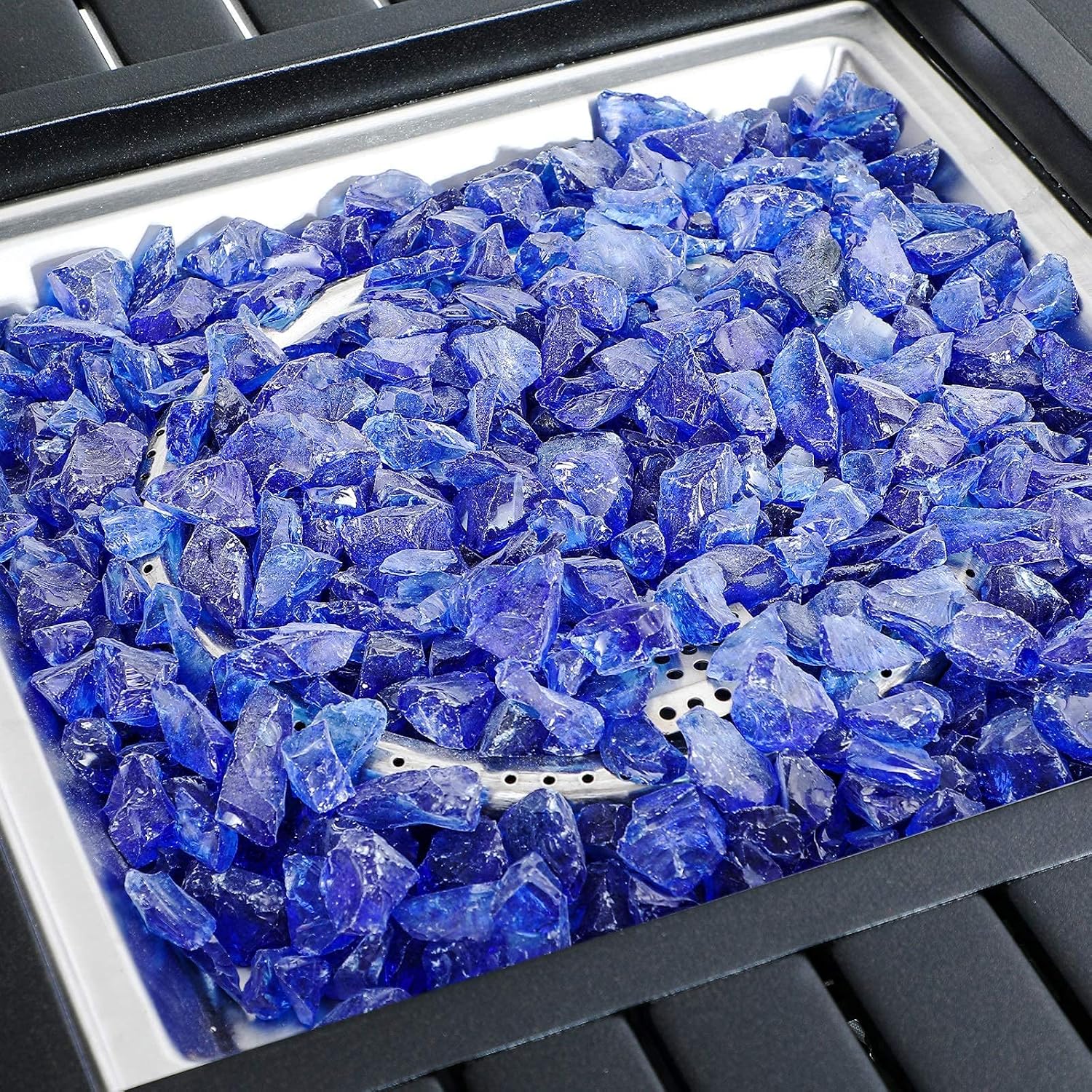 Sophia & William Gas Fire Pit Table 28 Inch 50,000BTU Square Outdoor Propane FirePits 2 in 1 Auto-Ignition Patio Fireplace for Outside with Lid and Blue Fire Glass, Black