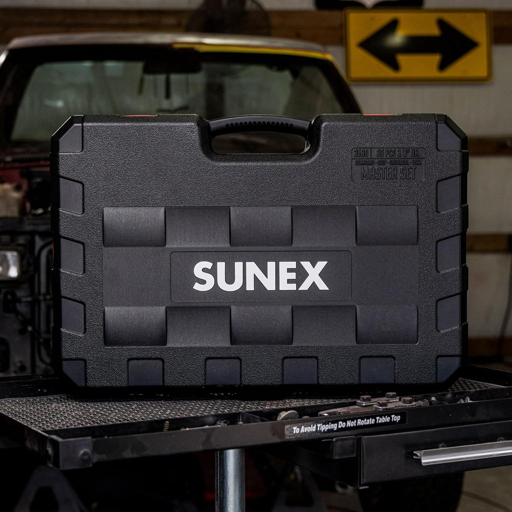SUNEX Tools 80 Piece 3/8 in. Drive Master Impact Socket Set, Universal, Star, External Star, Extensions, Universal Joint, SAE and Metric, 8mm to 19mm and 5/16 in. to 3/4 in., CR-MO Steel, Model 3580