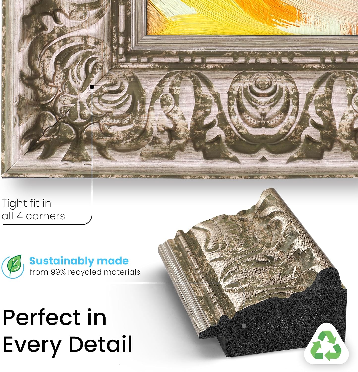 Tuscan Silver 85' Premiere Deco TV Frame - Compatible ONLY with Samsung The Frame TV and Pro TVs (Fits 2021-2026, LS03A, LS03B,LS03C,LS03D,LS03FA,LS03FW)