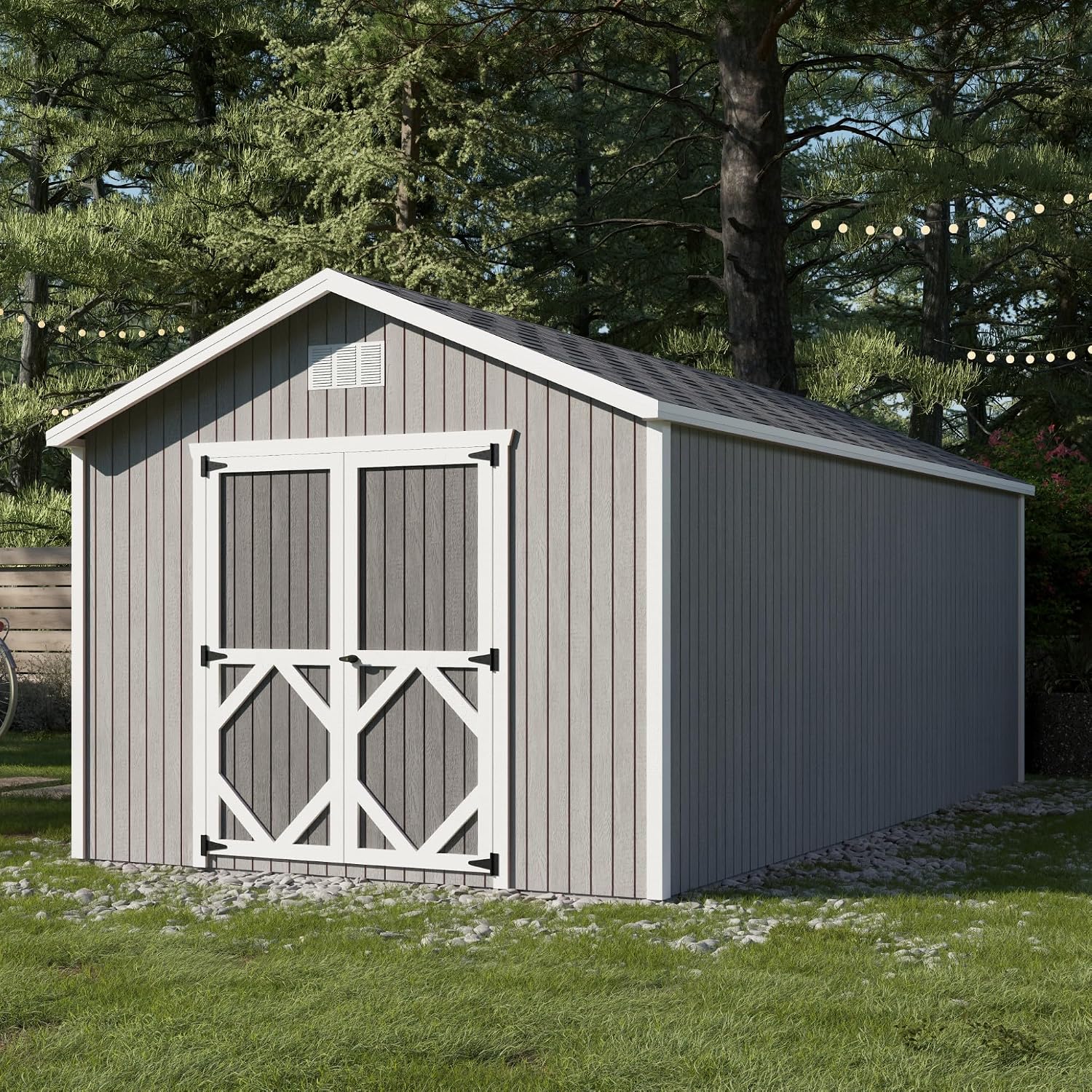 Little Cottage Co. 10x20 Classic Gable Shed with Floor, Outdoor Wood Storage Do-It-Yourself Precut Kit