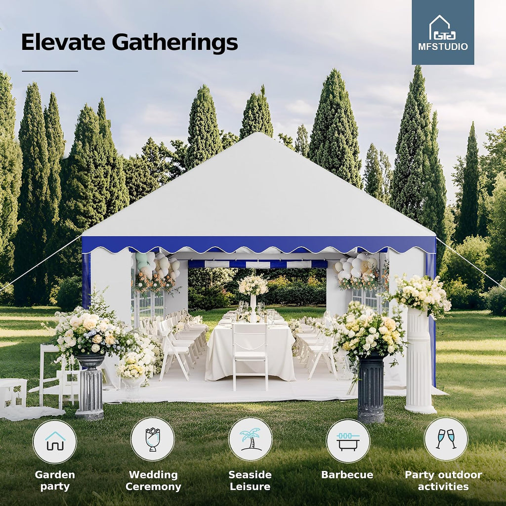 MFSTUDIO 13'x26' Party Tent, Outdoor Heavy Duty Party Tents with Removable Sidewalls, Large Canopy Tent Shelter for Outdoor Events Wedding Birthday, Blue