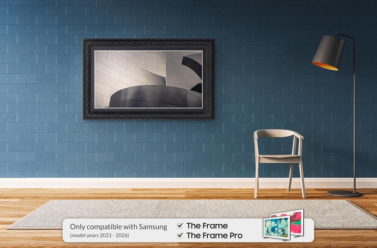 Tuscan Matte Black 65' Premiere Deco TV Frame - Compatible ONLY with Samsung The Frame TV and Pro TVs (Fits 2021-2026, LS03A, LS03B,LS03C,LS03D,LS03FA,LS03FW)