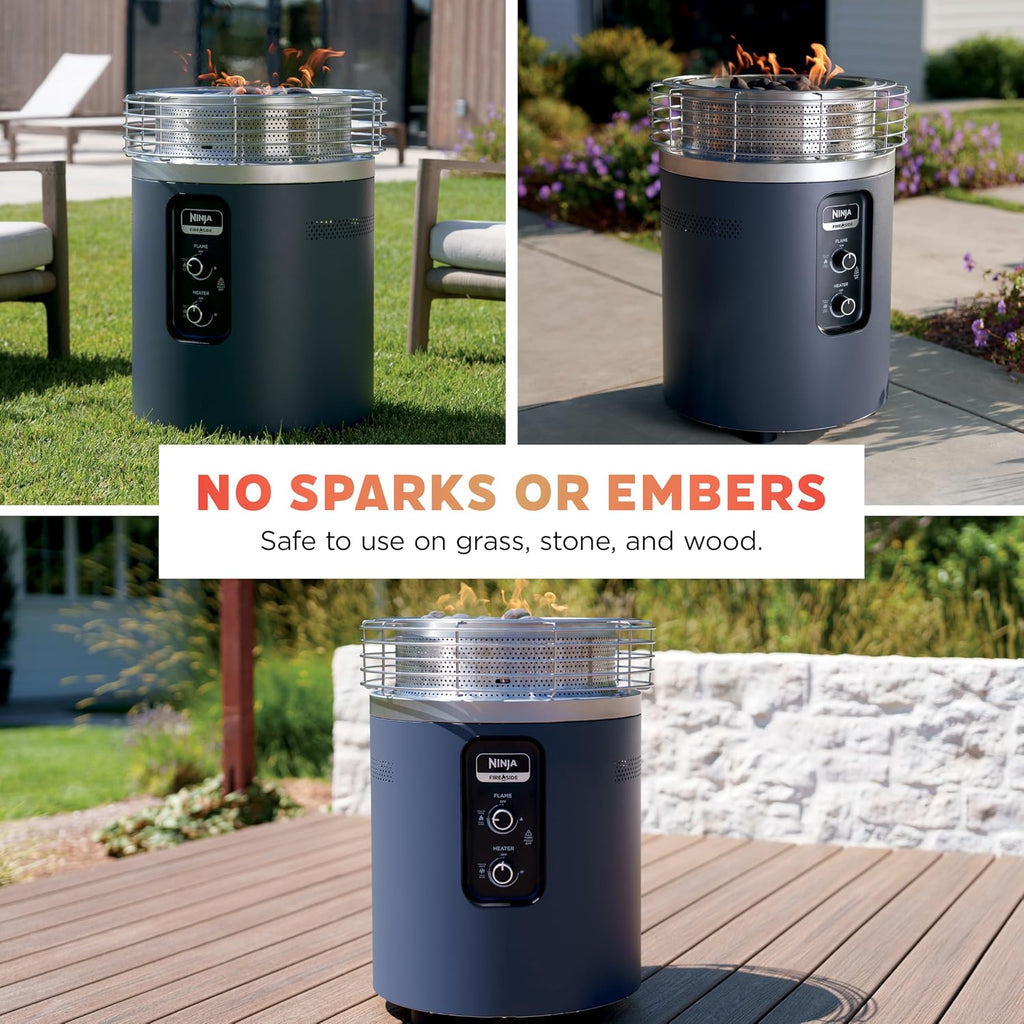 Ninja Fireside360™ Outdoor Heater & Fire Pit | 3 Modes: Flame, Heat, Flame & Heat | Portable for Patio, Deck, Camping | Easy Control Smokeless Flames | Push to Start Ignition | Cyberspace | OF101CY