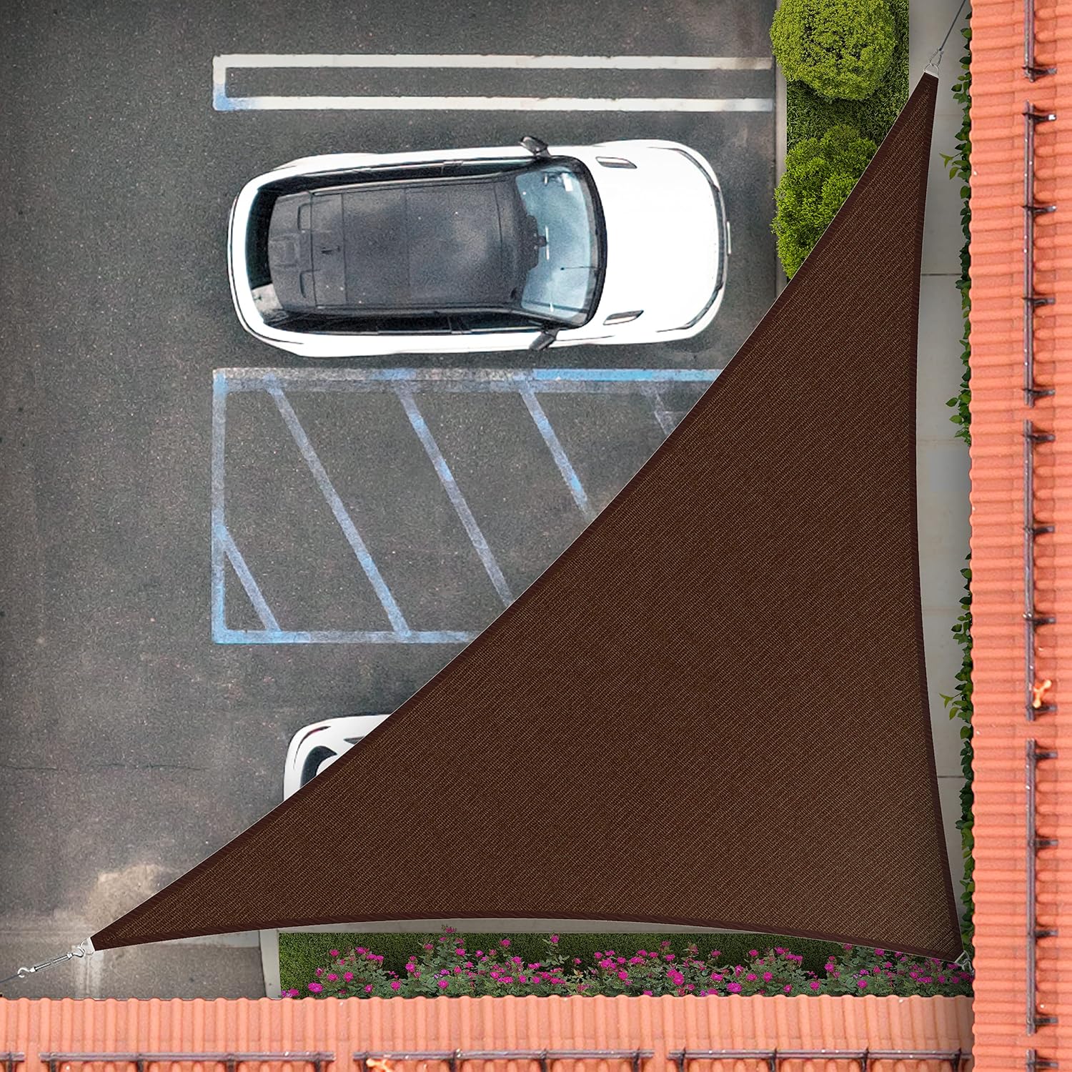 Royal Shade 16' x 19' x 24.8' Brown Right Triangle Sun Shade Sail Order to Make RTAPT12, UPF50+ 95% UV Blockage, 200GSM Commercial Standard Heavy Duty, 3 Years Warranty (We Make Custom Size)