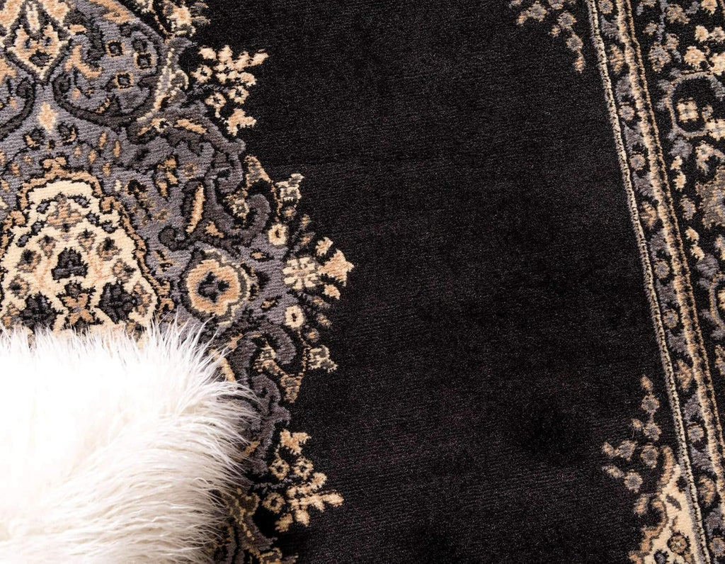 Unique Loom Reza Collection Traditional Persian Style Area Rug, 9 ft 10 in x 13 ft, Black/Beige