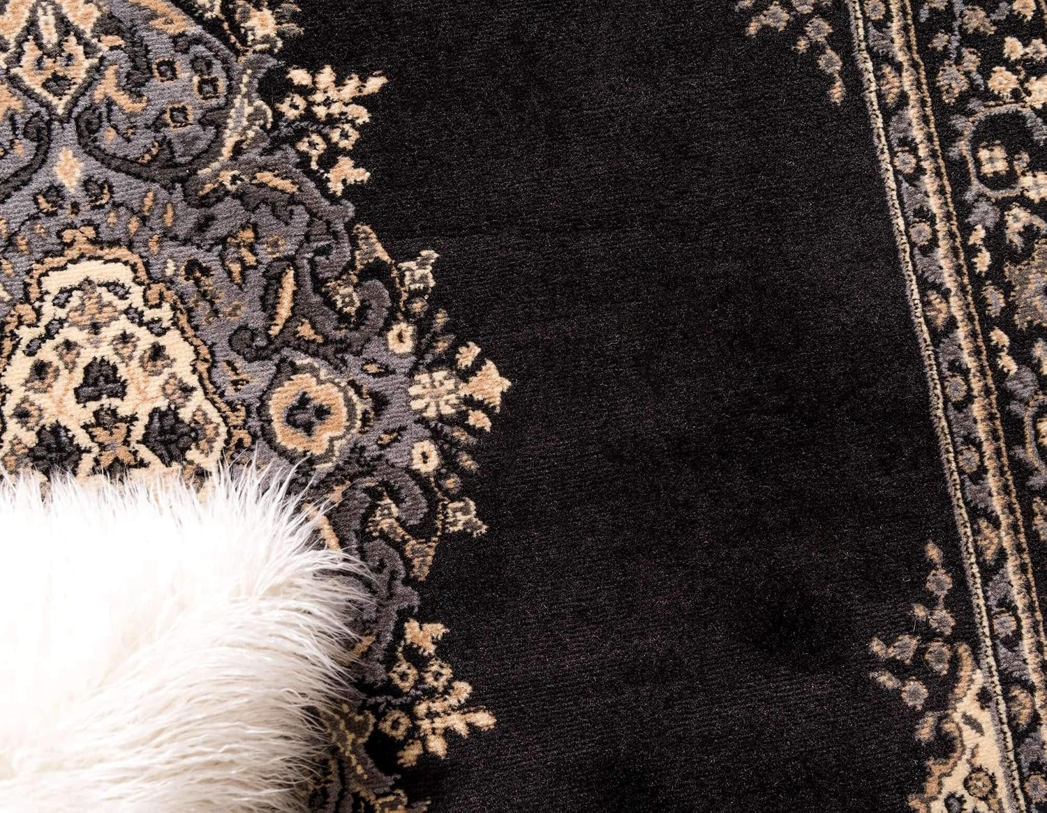 Unique Loom Reza Collection Traditional Persian Style Area Rug, 9 ft 10 in x 13 ft, Black/Beige