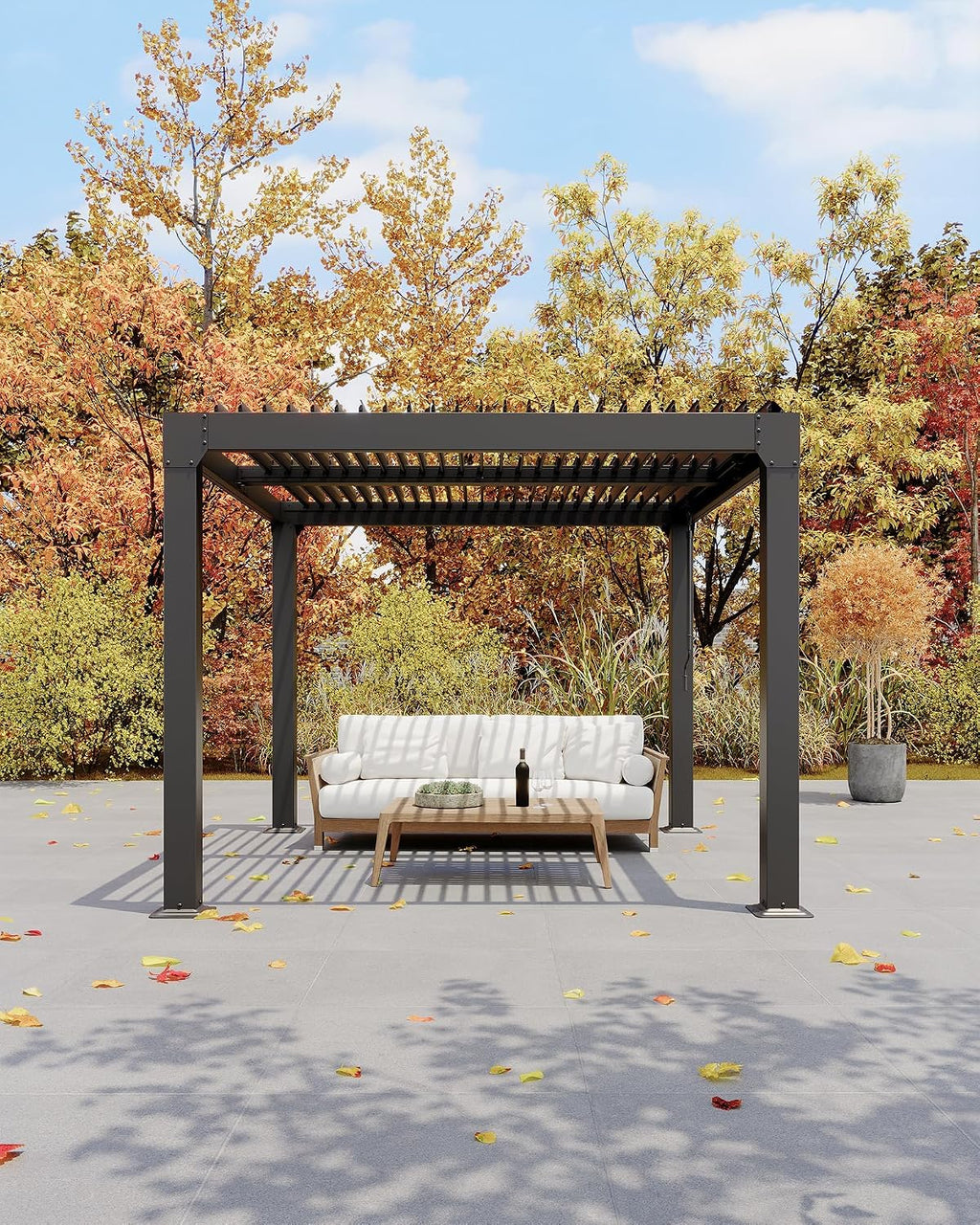 Garvee 10x10ft Louvered Pergola - Outdoor Pergolas with Adjustable Louvered Roof, Reinforced Aluminum Frame, Integrated Drainage System, Outdoor Gazebo for Deck, Patio, Backyard and Garden