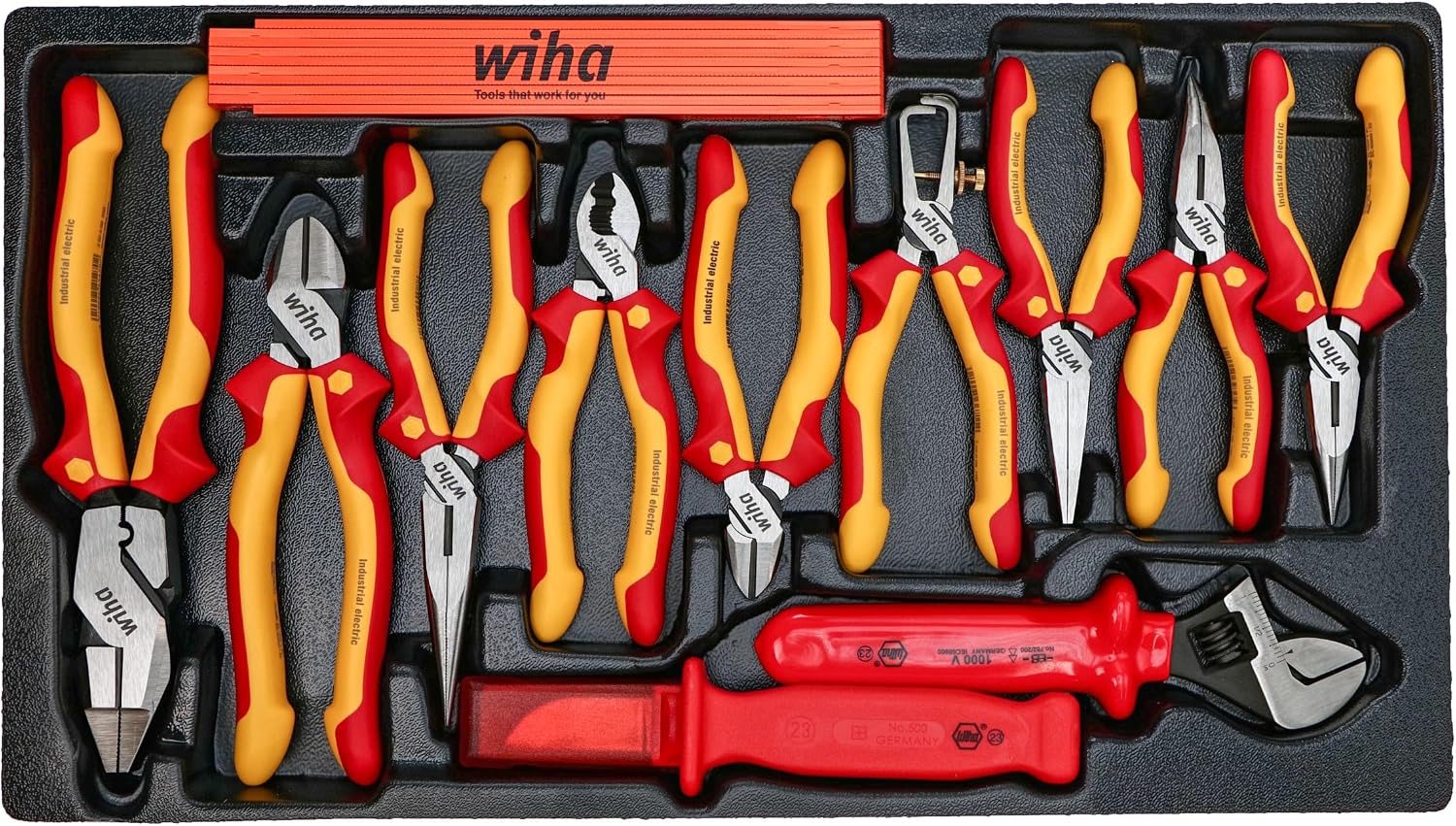 Wiha 32800 Insulated Electrician Tool Set – 80-Piece VDE Screwdriver, Pliers, Socket & Nut Driver Kit with Rolling Case, 1000V Rated, 10,000V Tested