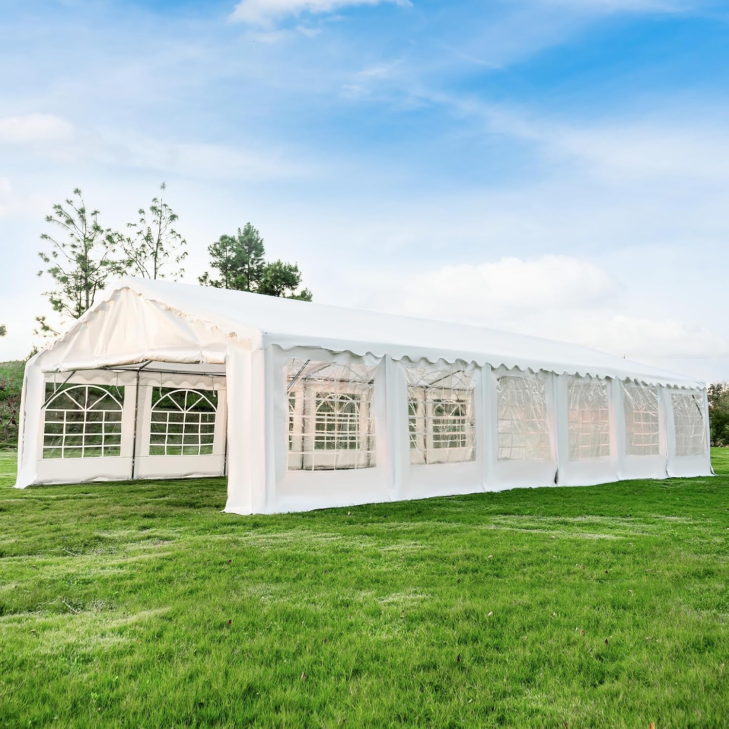 EROMMY 20x40ft Party Tent, Outdoor Wedding Tent, Heavy Duty Large Canopy Carport with Removable Sidewalls, 2 Roll-up Doors, 4 Storage Bags, Gazebo Shelter Tent for Party Event Commercials, White