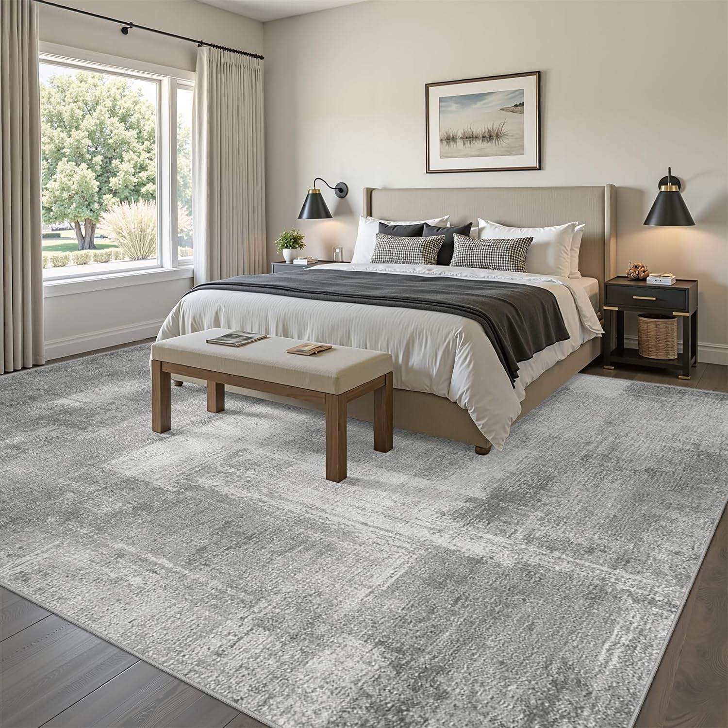 zesthome 9x12 Area Rugs for Living Room, Non-Slip Backing Washable Rug, Modern Abstract Area Rug, Stain Resistant Rugs for Bedroom, Ultra-Thin Large Area Rugs, Area Rug 9x12