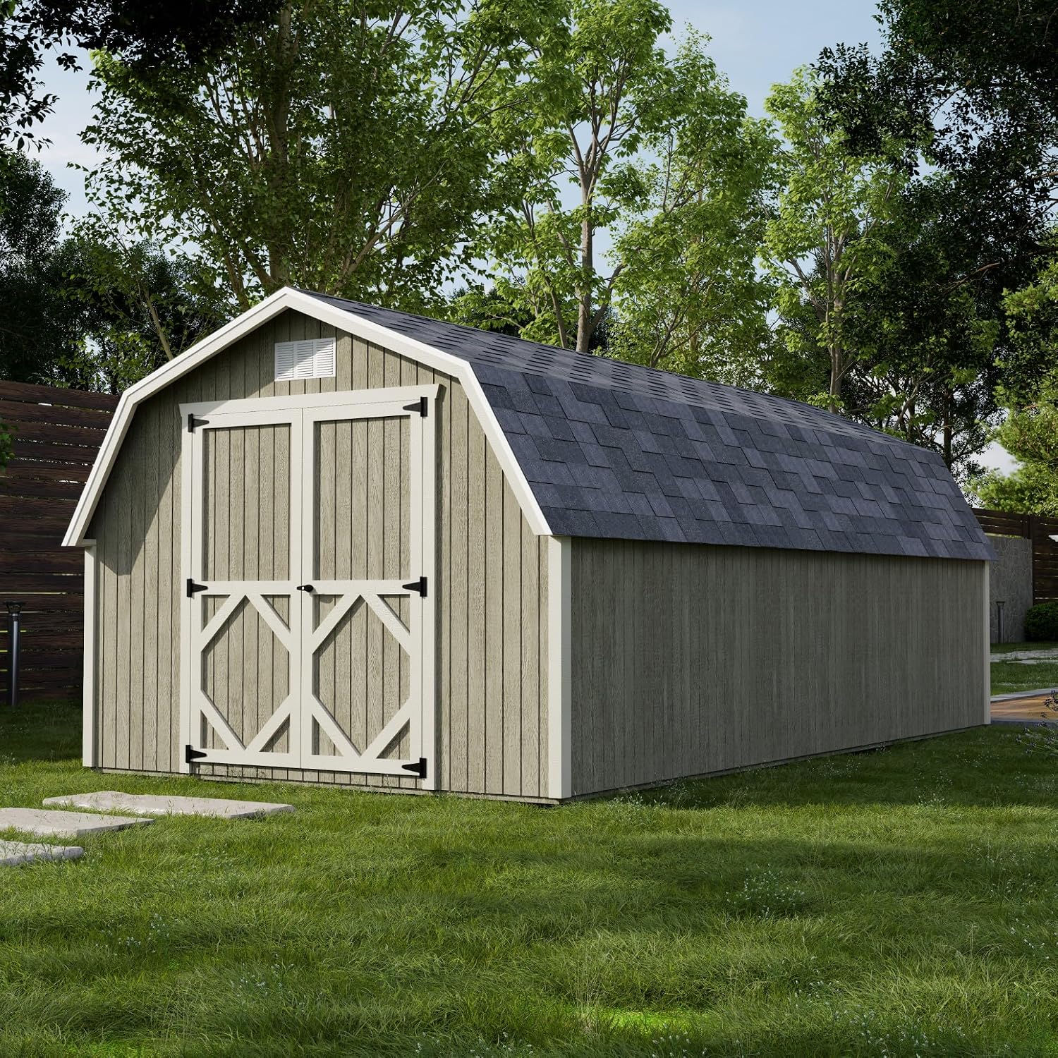 Little Cottage Co. 10x20 Classic Gambrel Barn with 4 ft. Sidewalls with Floor, Outdoor Wood Storage Shed Do-It-Yourself Precut Kit